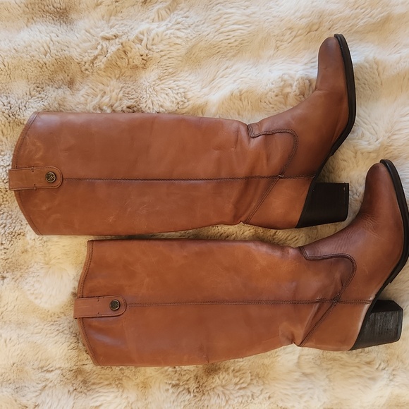 Vince Camuto knee high leather riding boots in camel - Picture 4 of 15